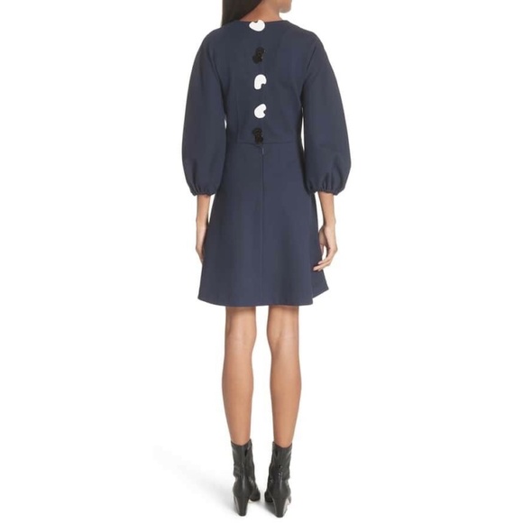 Tibi Navy Sculpted Button Back Stretch Dress SZ 12 - Picture 5 of 12